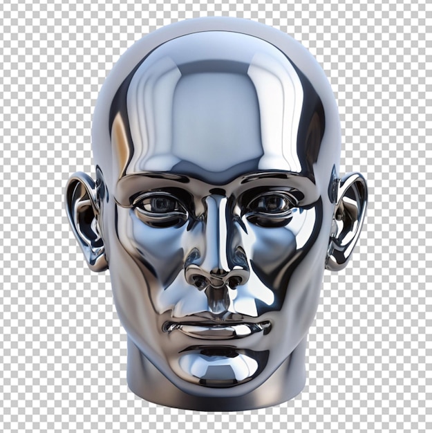 PSD a chrome head on transparent background