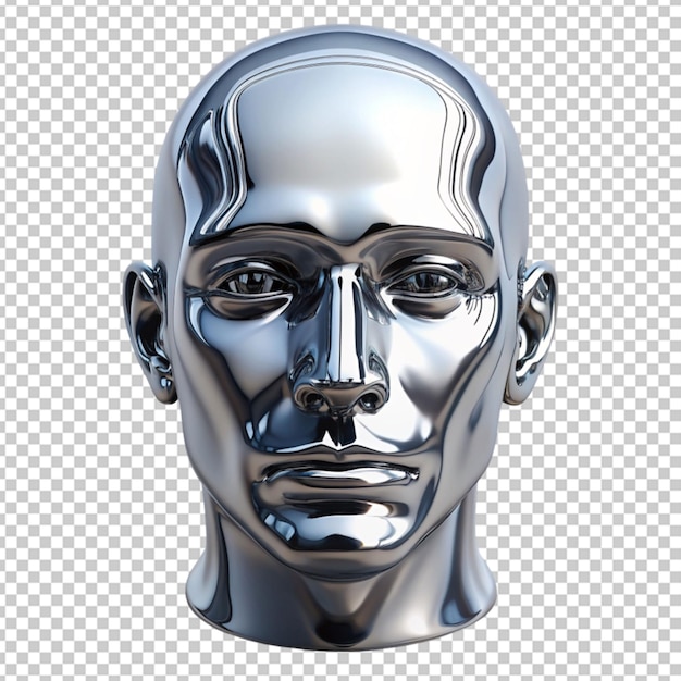 a chrome head on transparent background