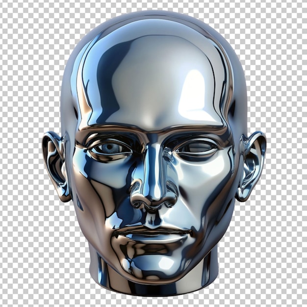 a chrome head on transparent background