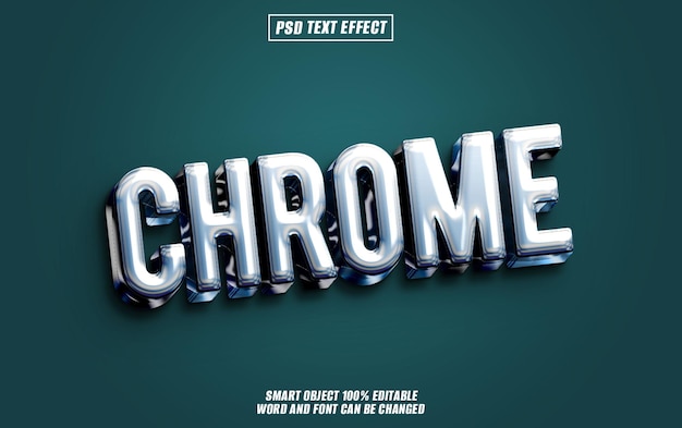 chrome text effect font editable typography 3d text