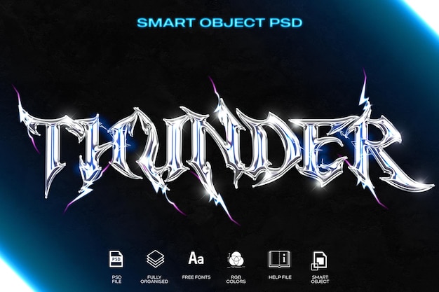 Chrome Thunder Lighting Text Effect