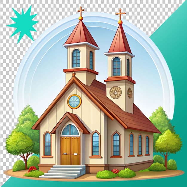 church cartoon on transparent background