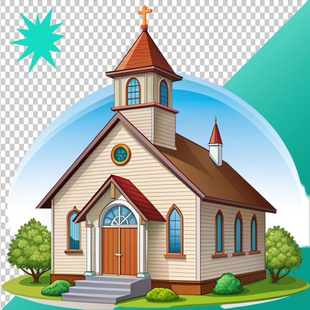 church cartoon on transparent background