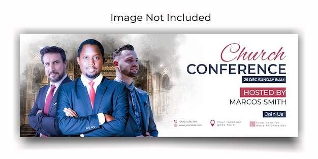 Church conference cover social media template design