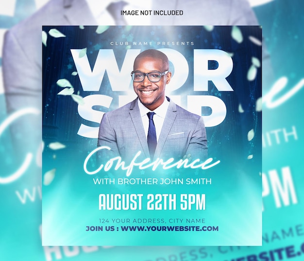 Church conference flyer social media post premium psd