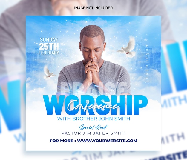 Church conference flyer social media post premium psd