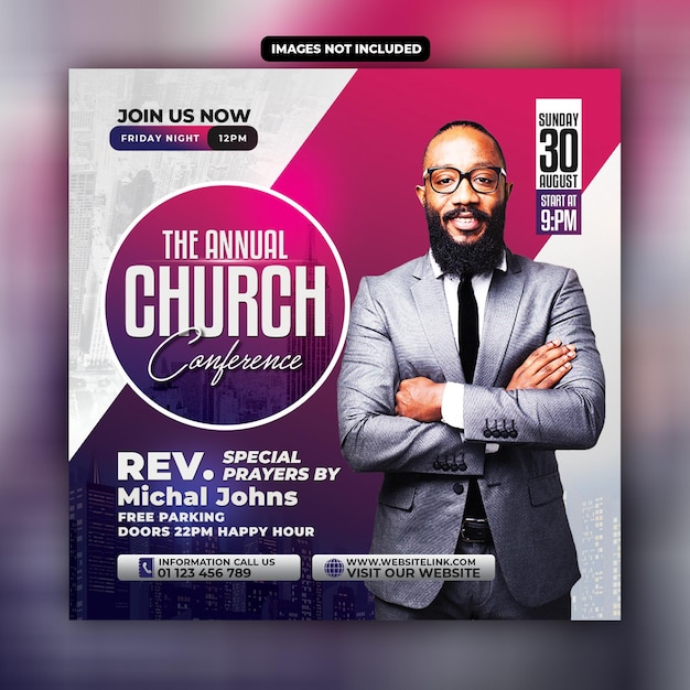 Church conference flyer social media post web banner template