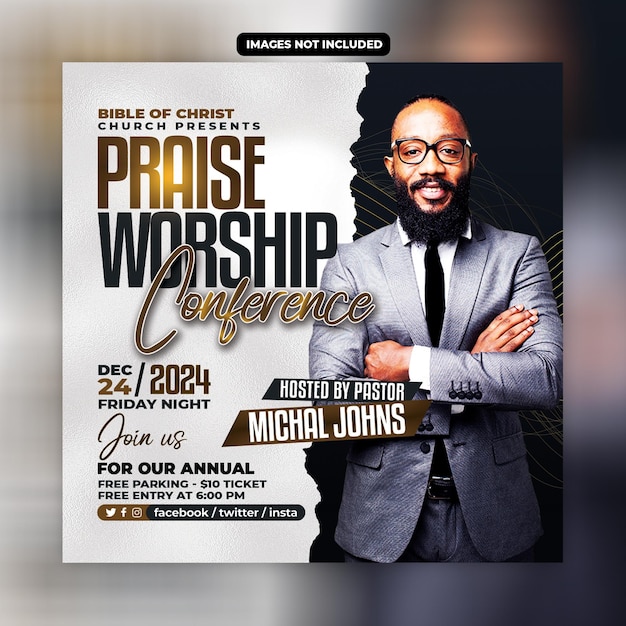 Church conference flyer social media post web banner template