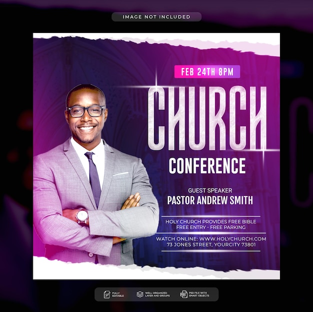 Church conference flyer social media post and web banner