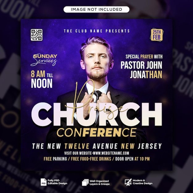 Church conference flyer social media post and web banner