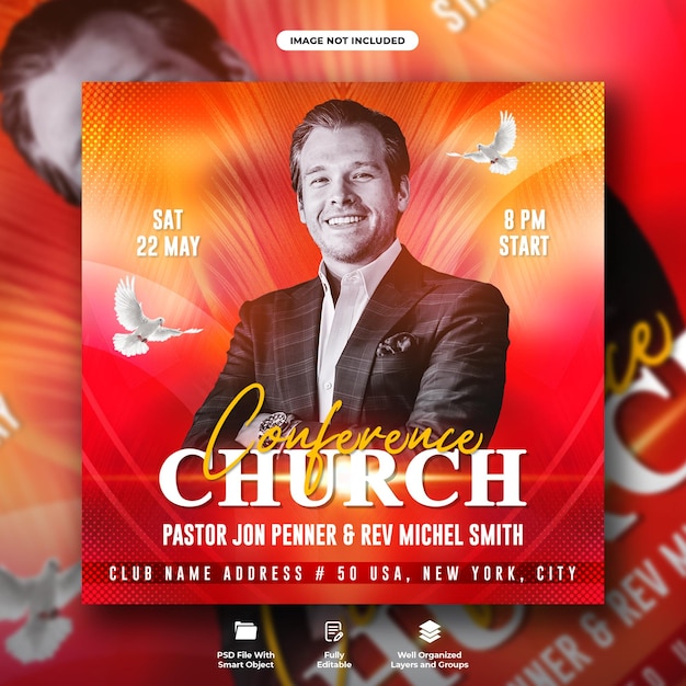 church conference flyer and social media web banner template