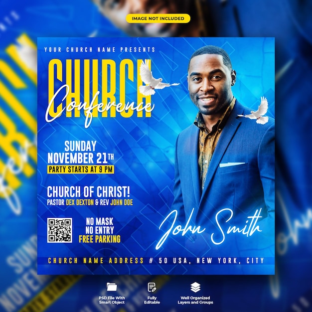 church conference social media banner template