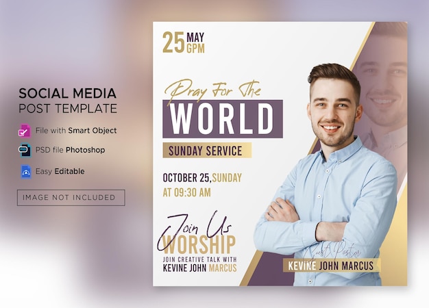 Church conference social media post or square flyer web banner template