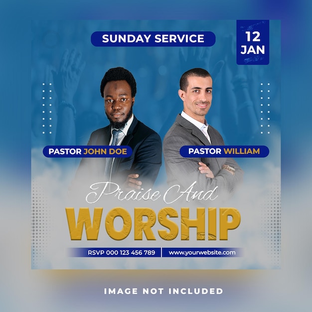 Church conference sunday service praise and worship flyer social media post web banner