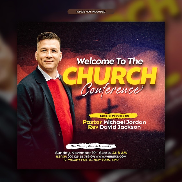 Church conference web banner social media post flyer design