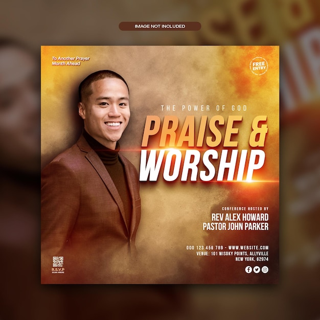 Church conference Worship sunday service flyer social media post web banner