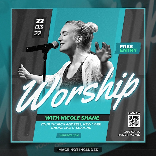 Church flyer pray and worship flyer social media post