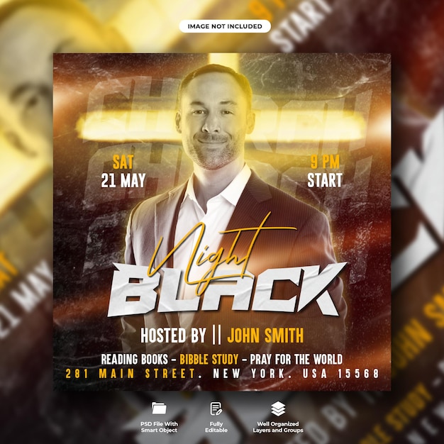 Church night conference flyer and social media banner template