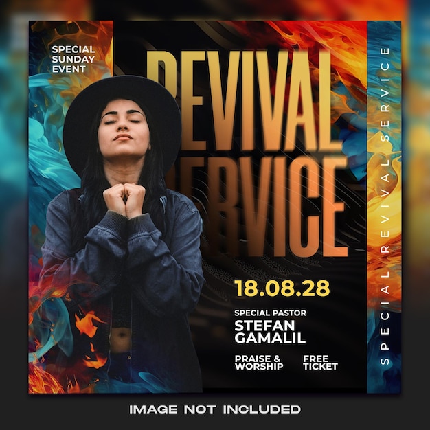 Church revival service on sunday flyer template