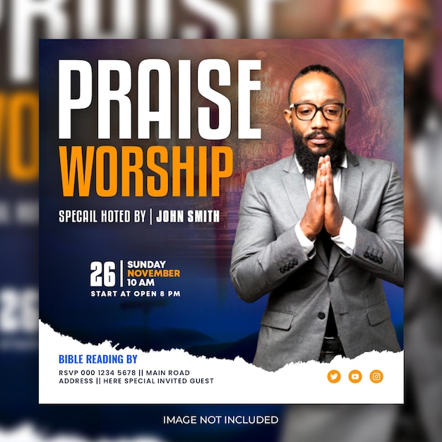 church worship conference flyer social media post and instagram web banner