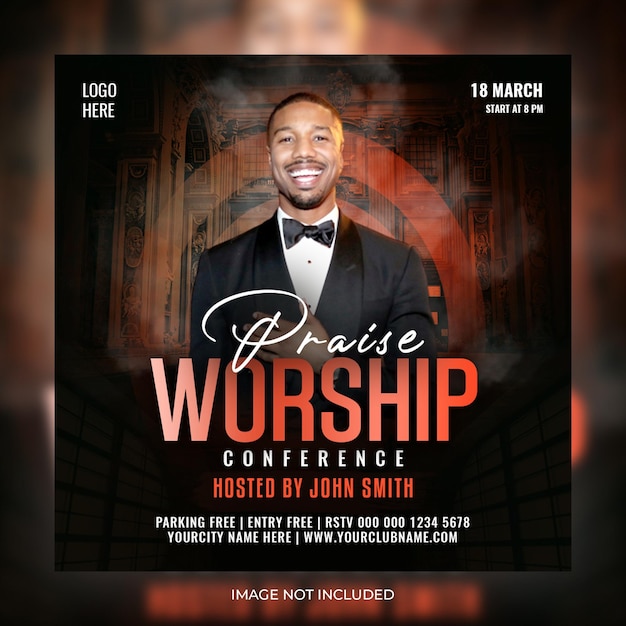 church worship conference flyer social media post and instagram web banner