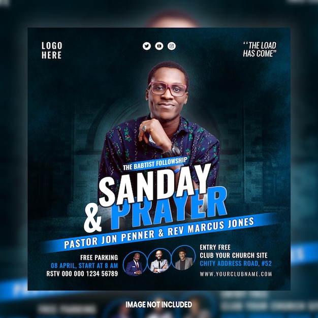 Church Worship conference flyer and social media post web banner