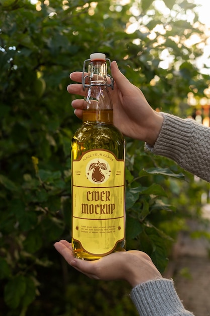 Cider bottle mockup design