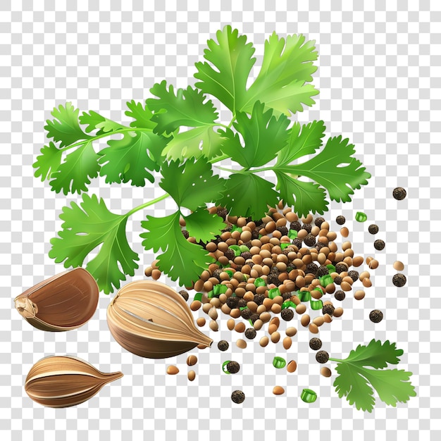 PSD cilantro seed spices realistic isolated on transparent background