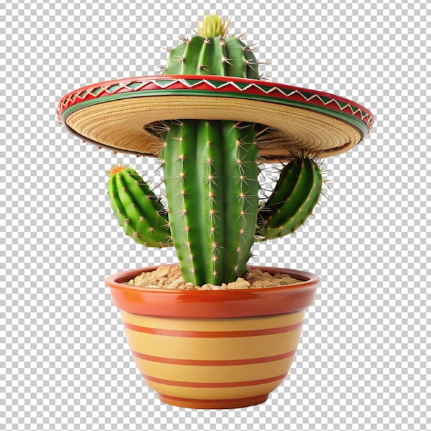 Cinco de mayo cactus wearing sombrero hat isolated on white background