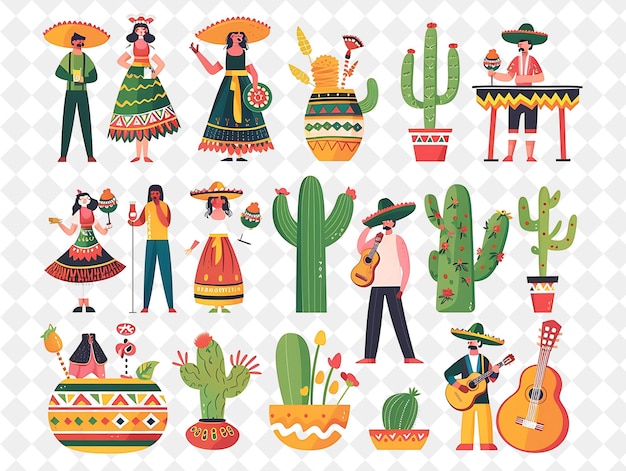 Cinco De Mayo Celebration With People Enjoying Mexican Food PNG Festival 2D Flat Art Illustrations