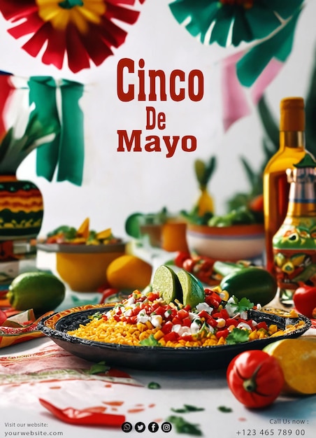 Cinco de mayo lettering with different mexican elements