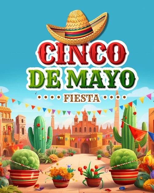 PSD cinco de mayo means 5 mei a festival in mexico suitable for poster design greeting card etc