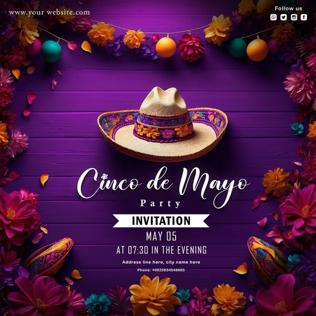 Cinco de mayo party invitation card design