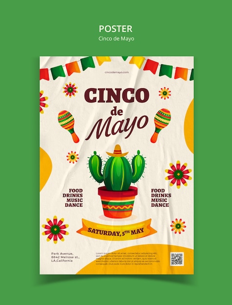 PSD cinco de mayo template design