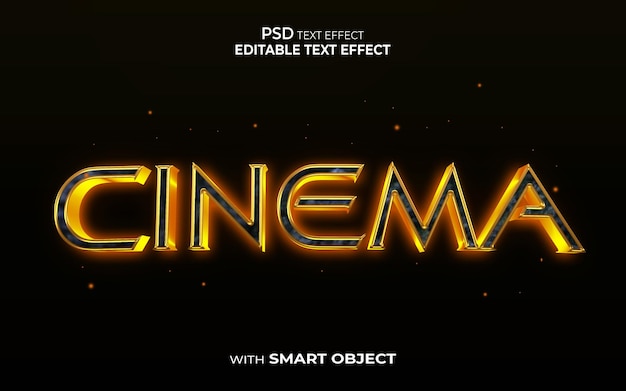 Cinema text effect mockup text with black background