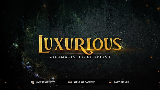 Cinematic title effect shiny golden text and texturing