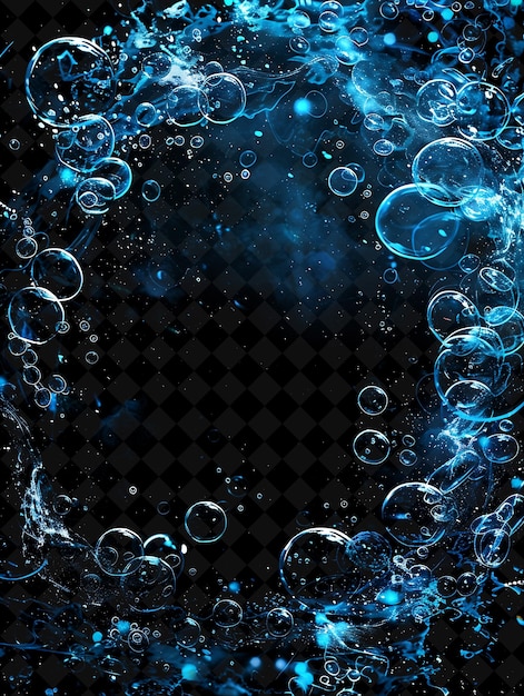 a circle of bubbles with a black background with a square in the middle