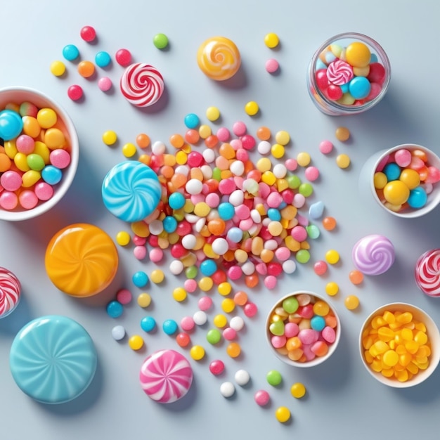 PSD a circle of colorful candies with different colors and colors