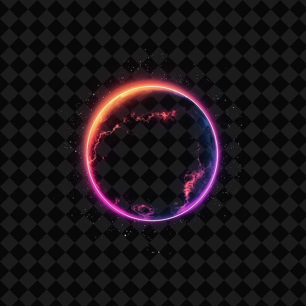 PSD a circle of fire and a planet on a black background