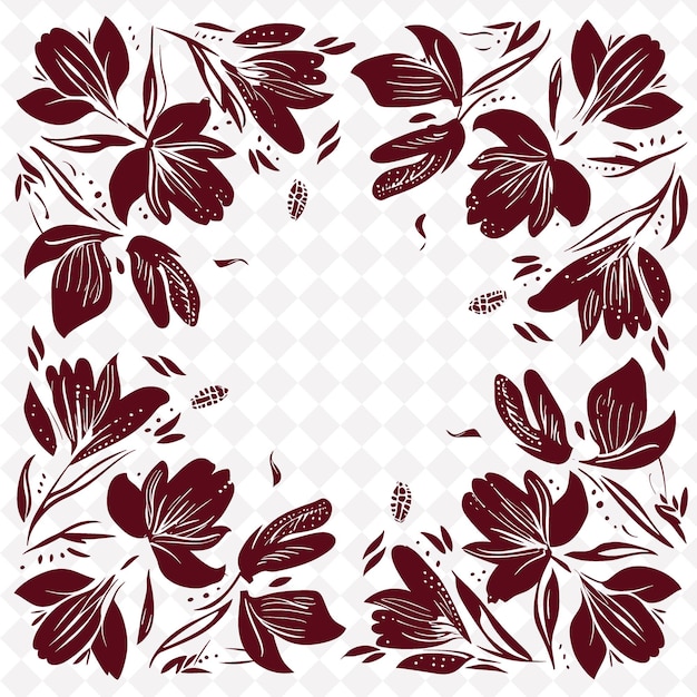 a circle of flowers with a white background with a red border