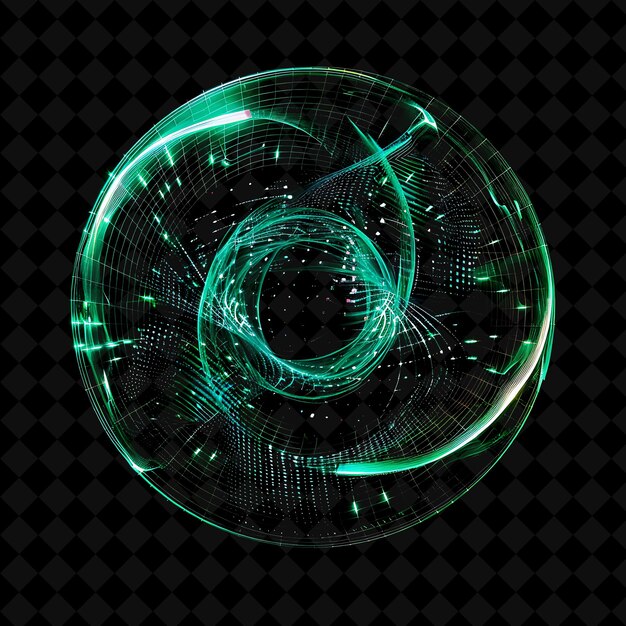 a circle of green light that is on a black background