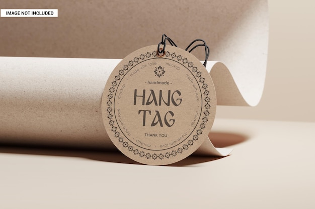 Circle kraft paper hanging tag mockup