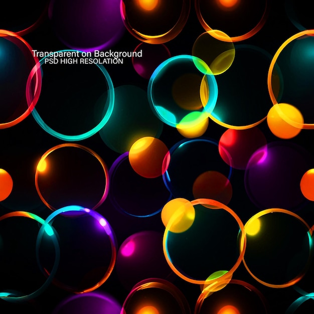 PSD circle neon frames in many colors on transparent background