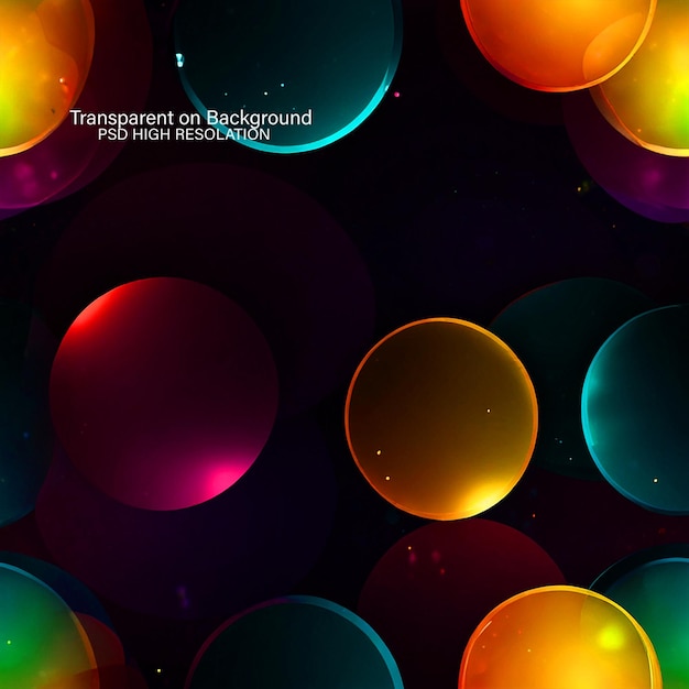 PSD circle neon frames in many colors on transparent background