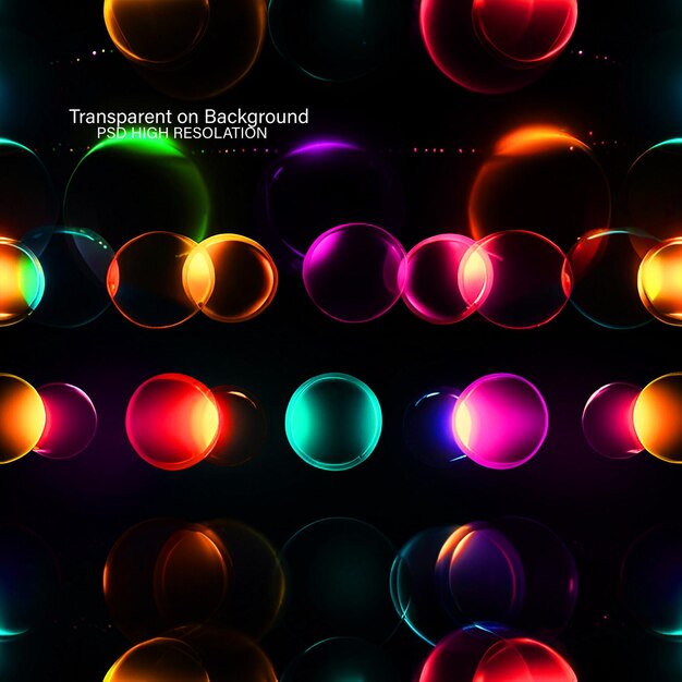 PSD circle neon frames in many colors on transparent background