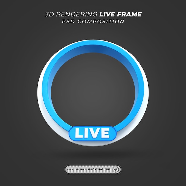 PSD circle profile 3d frame for live streaming on social media