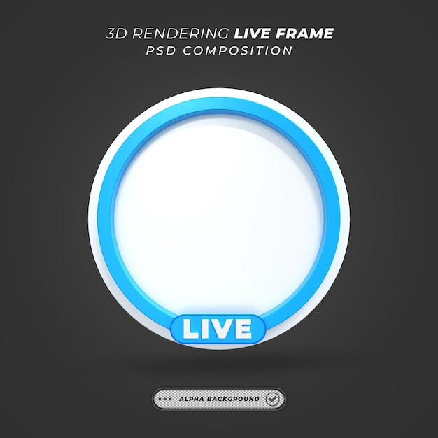 PSD circle profile 3d frame for live streaming on social media