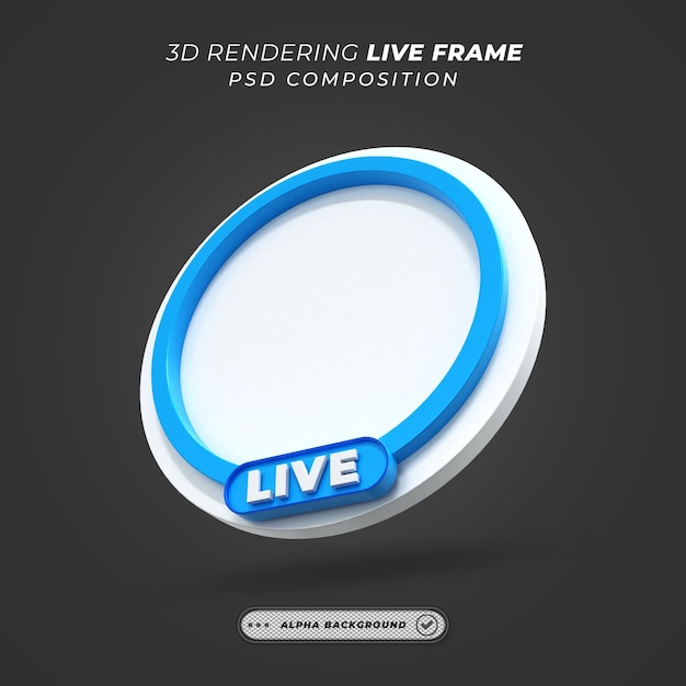 PSD circle profile 3d frame for live streaming on social media