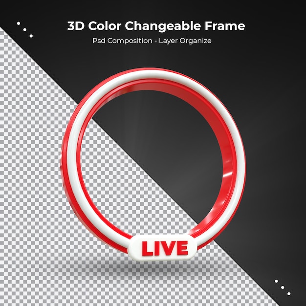 Circle profile 3d rendering frame for live streaming on social media