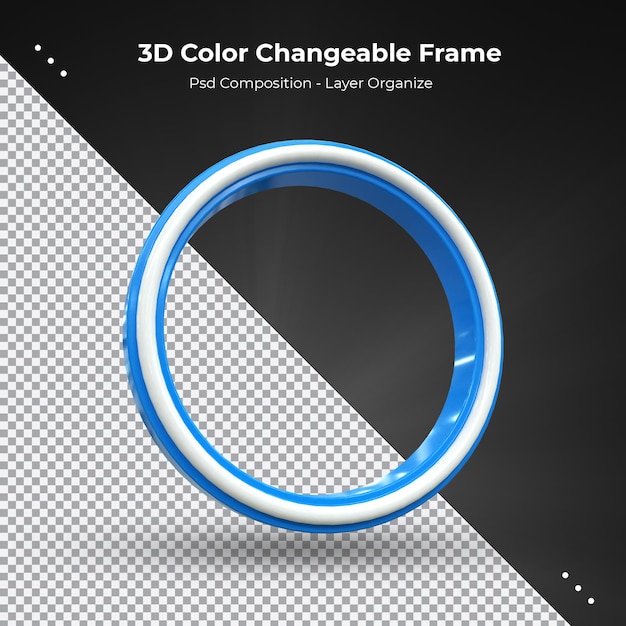 Circle profile 3d rendering frame for live streaming on social media